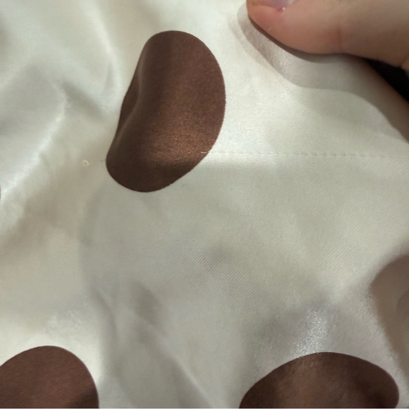 Free People Dress Tigre Printed Mini Satin in Tea Combo Polka Dot Brown Cream - Picture 11 of 11